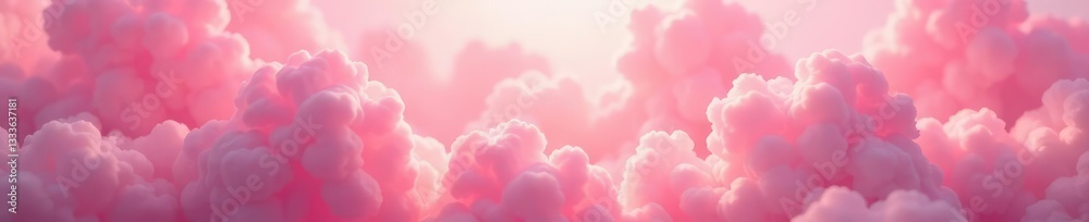 Soft pink petals unfurl like clouds in the air, delicate blooms, soft pink suspension