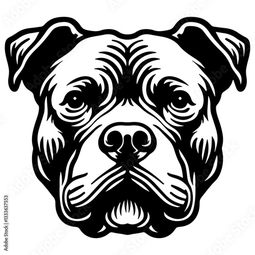 Pitbull Dog Head Illustration.