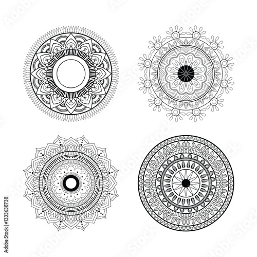 mandala design image silhouette vector style, white background