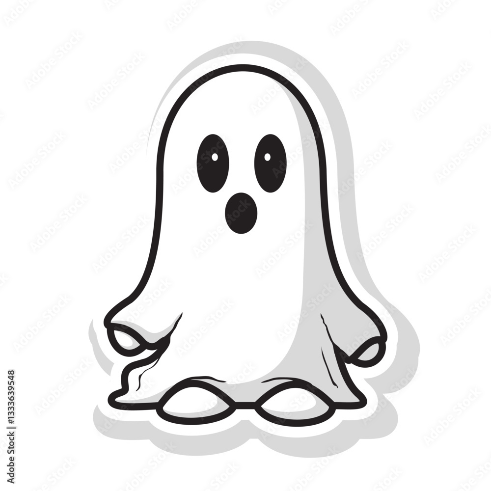 cute ghost creation kit, flat design vector for halloween, cute ghost vector, sticker, clipart, in white background cute ghost creation kit, flat design vector for halloween, cute ghost vector, sticker, clipart, in white background