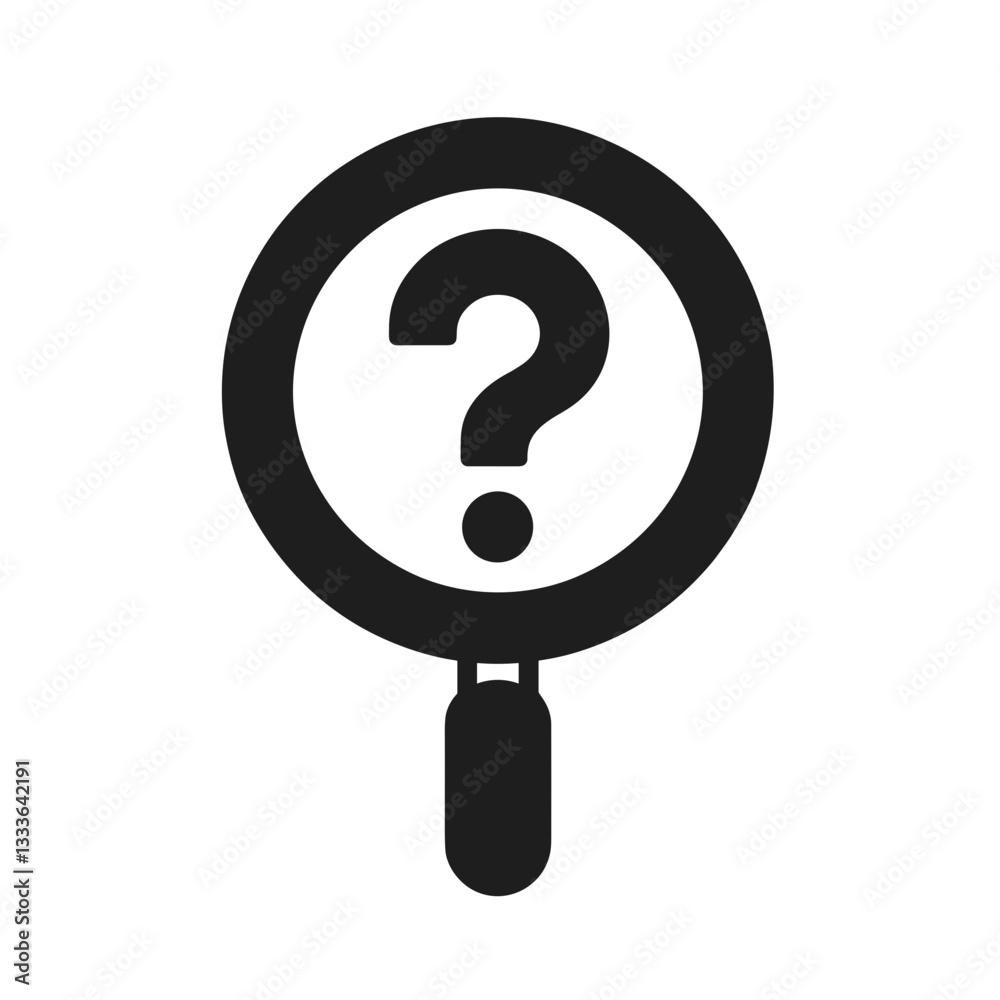 Magnifying glass icon with question mark for inquiry and curiosity concept on a transparent background Magnifying glass icon with question mark for inquiry and curiosity concept on a transparent background