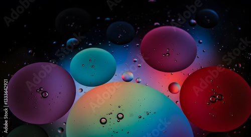 Abstract Colorful Bubbles Mixing with Water Creates Artistic Texture