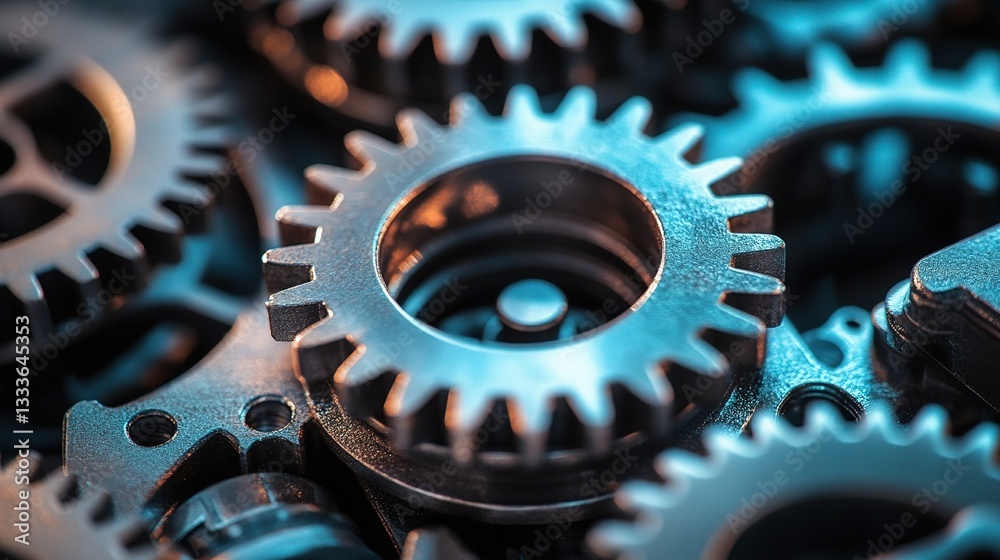 Close-up of Industrial Gears and Wheels in an Artistic Background Close-up of Industrial Gears and Wheels in an Artistic Background