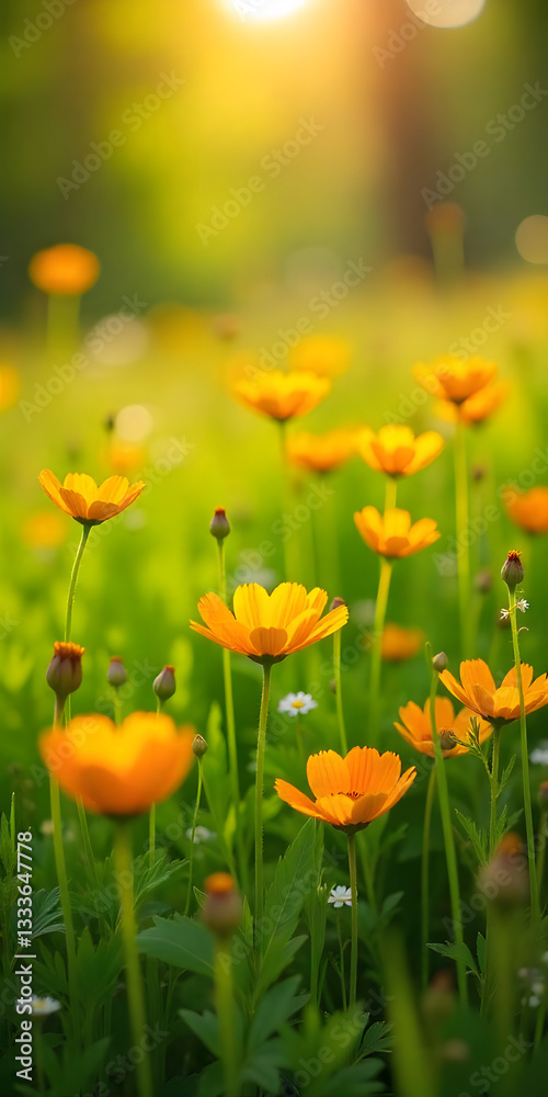 Fototapeta premium yellow flowers in the garden