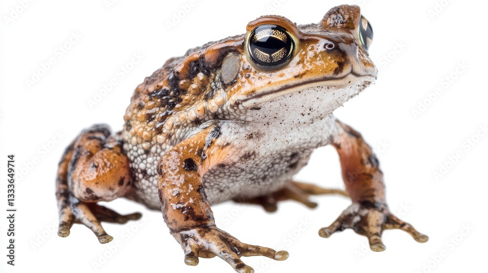 Naklejka premium An Oak Toad (Anaxyrus quercicus) isolated against a white background, showcasing its distinctive features.