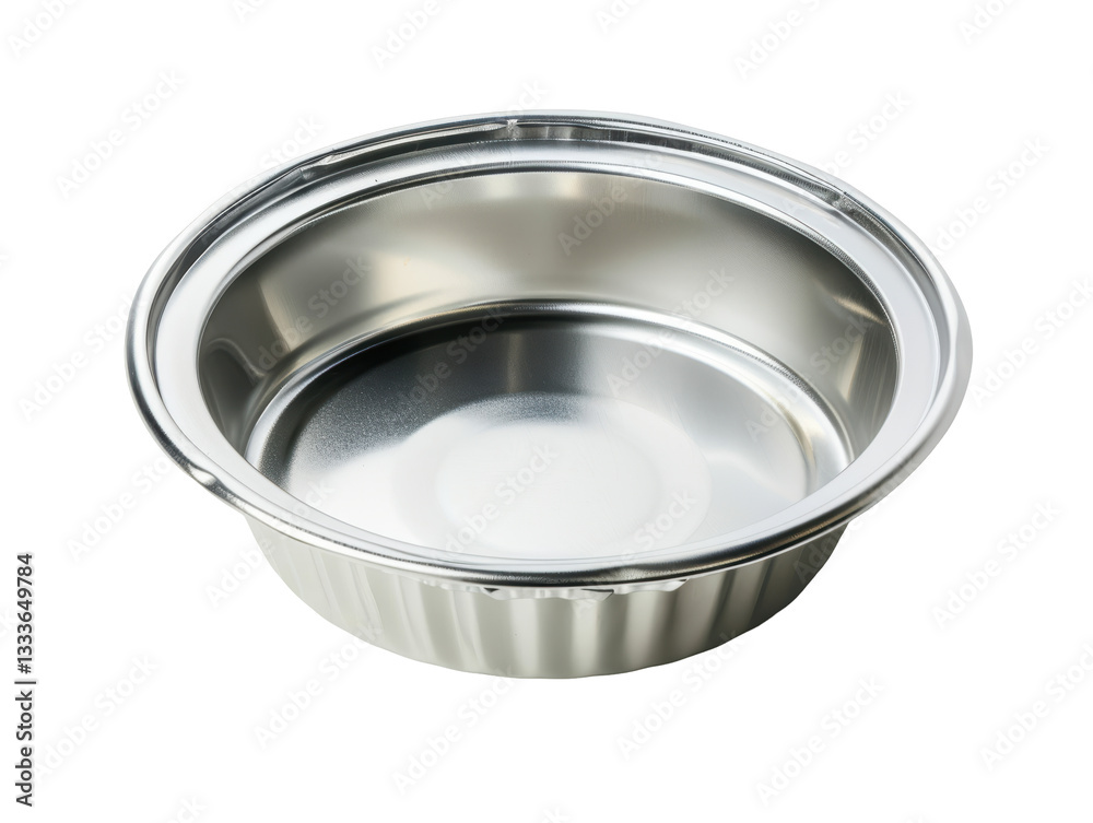 Isolated Round Silver Aluminum Foil Baking Pan Isolated Round Silver Aluminum Foil Baking Pan