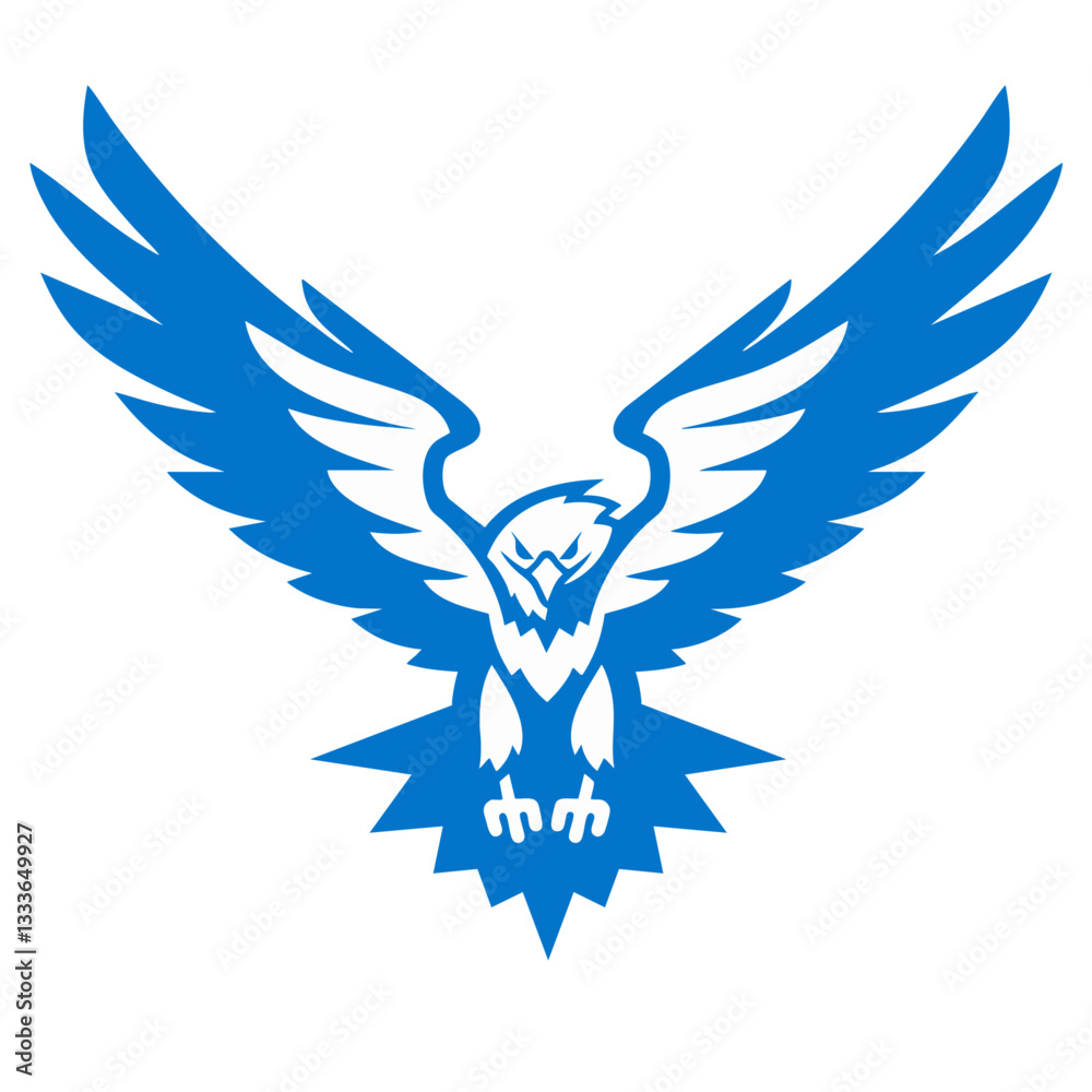 Obraz premium Eagle with wings spread wide, featuring a sharp and fierce design, symbolizing strength, power, and determination. Generative by Ai