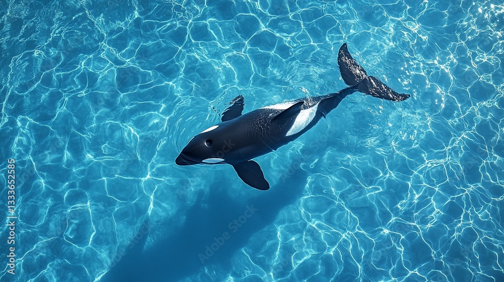 Obraz premium Magnificent orca gracefully swimming in crystalline turquoise water