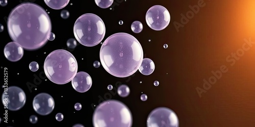 Wallpaper Mural Abstract Purple Bubbles Floating on Black Background Liquid Spheres Science Concept Torontodigital.ca