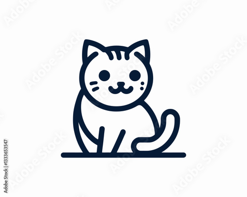 Cartoon cat logo design icon symbol vector template. Silhouette cat illustration