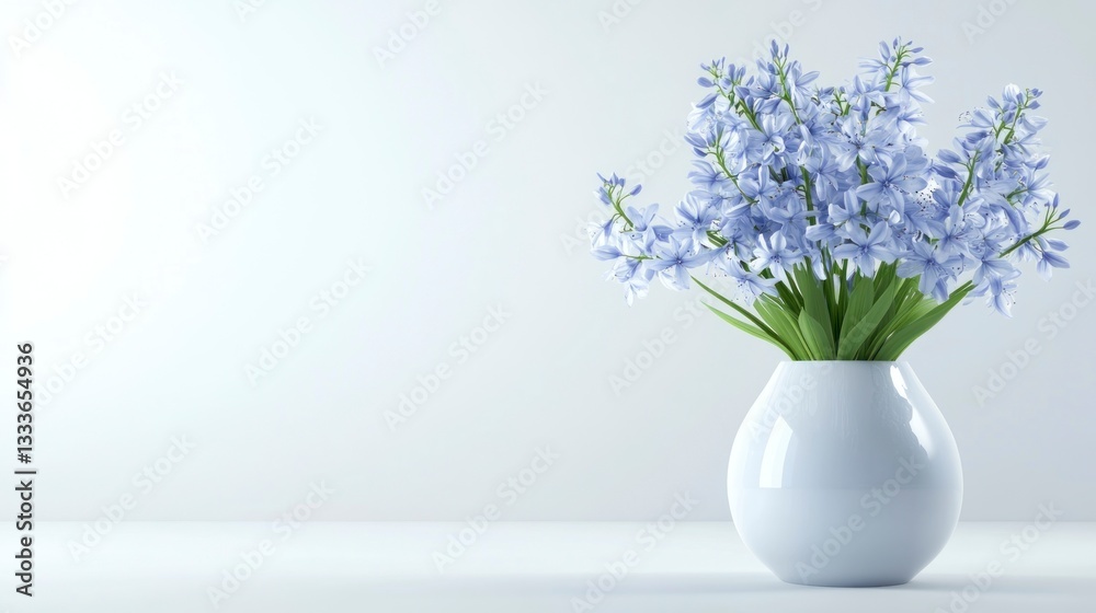 Blue Flower Arrangement in White Vase Simple Minimalist Still Life Blue Flower Arrangement in White Vase Simple Minimalist Still Life