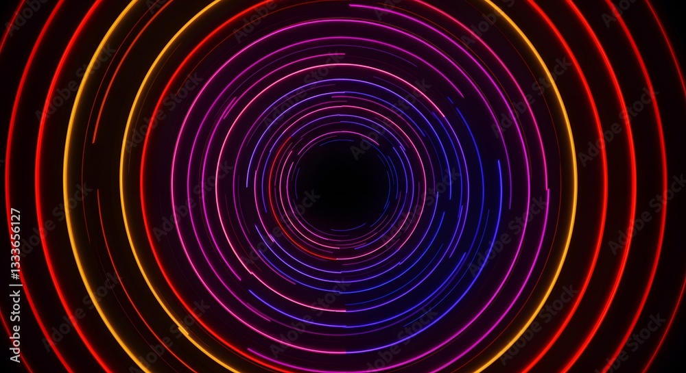Fototapeta premium Vibrant Circular Light Trails Creating an Abstract Tunnel Effect