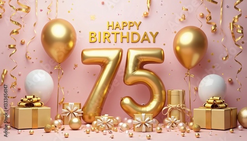 Luxurious 75th Birthday Celebration with Gold and Pink Decor
