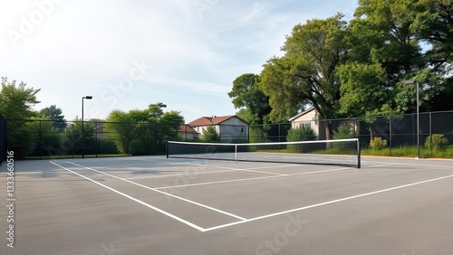 Outdoor Tennis Court Residential Community Summer Day