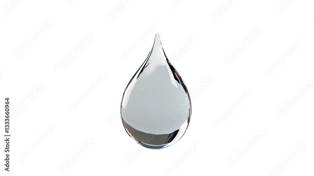 Obraz premium A single raindrop with realistic reflections on a transparent background