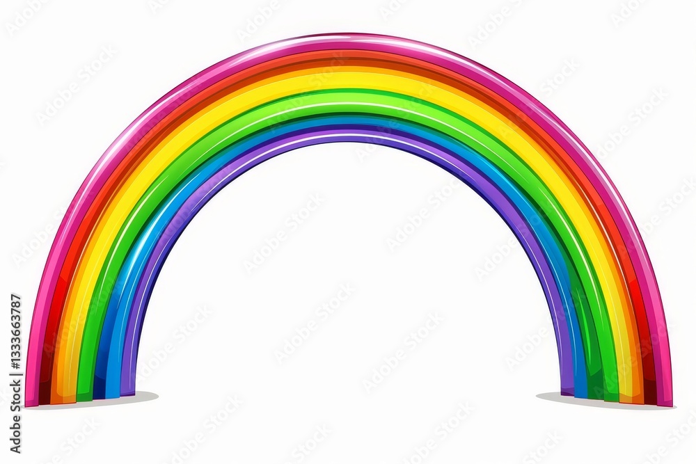 Obraz premium cartoon bright rainbow on white background