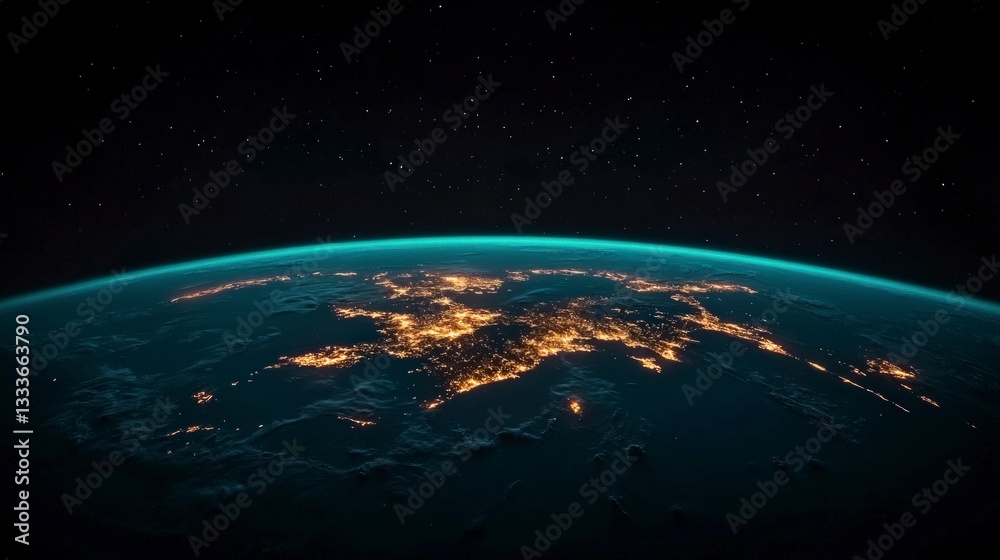 Obraz premium Stunning Earth at Night High Res Space Panorama City Lights Planet Earth