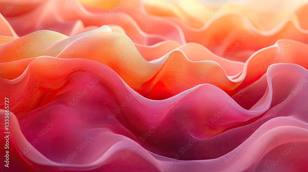 Fototapeta premium Abstract wavy fabric, sunset hues, textured background, design element