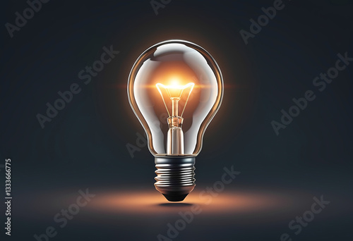 Glowing Idea: An illuminated light bulb glows brightly against a dark backdrop, symbolizing innovation, creativity, and inspiration, it is a powerful image.
