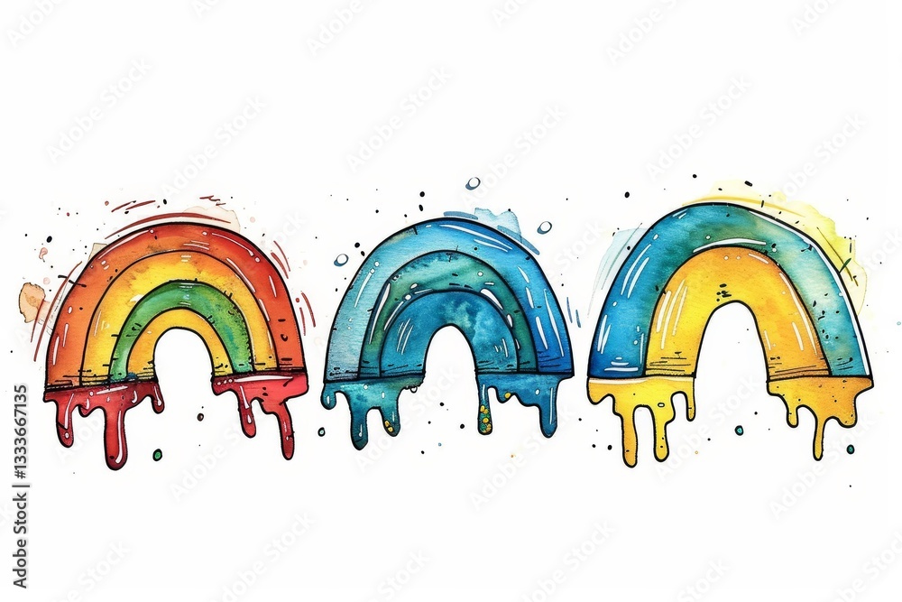 Fototapeta premium cartoon bright rainbow on white background