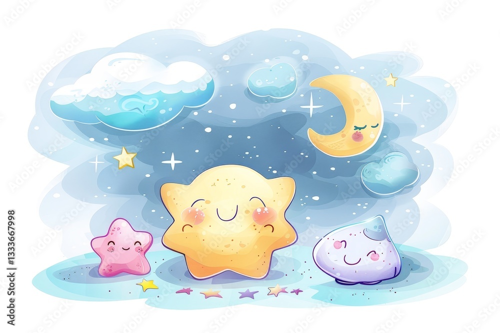 Fototapeta premium cartoon bright rainbow on white background