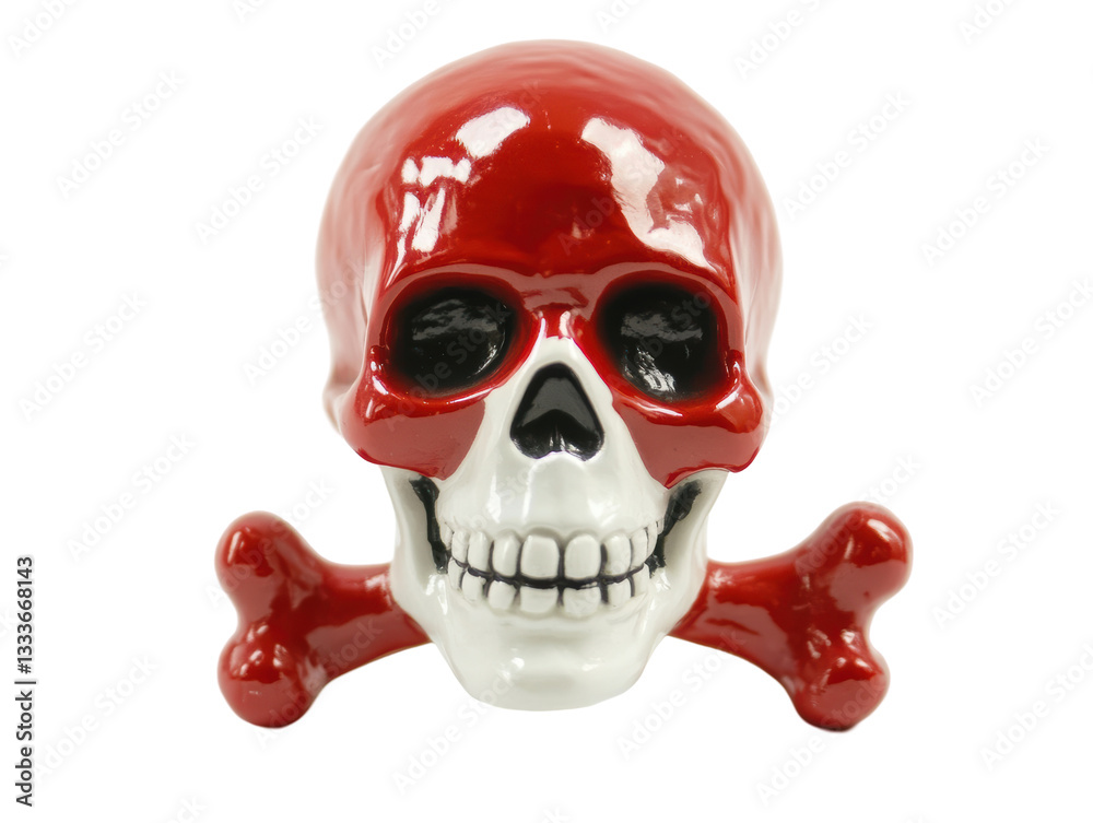 Fototapeta premium Isolated Red and White Skull and Crossbones