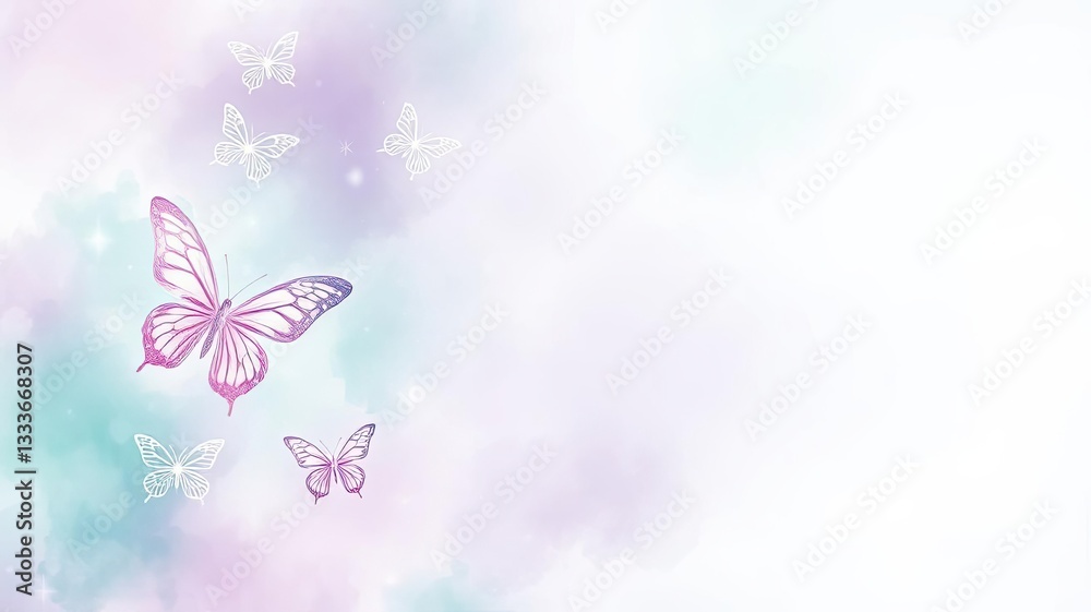 custom made wallpaper toronto digitalSerene Butterfly Background Pastel Colors Soft Clouds Nature