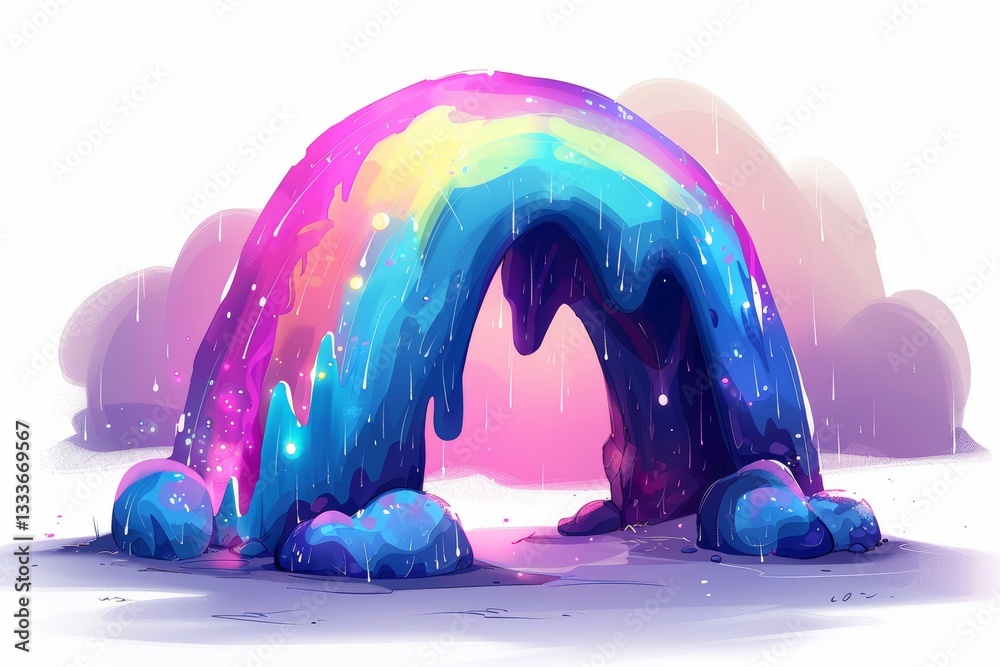 Fototapeta premium cartoon bright rainbow on white background