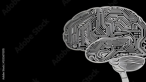 Glowing digital AI brain with intricate neural connections, symbolizing artificial intelligence, technology innovation, and data security concepts.
