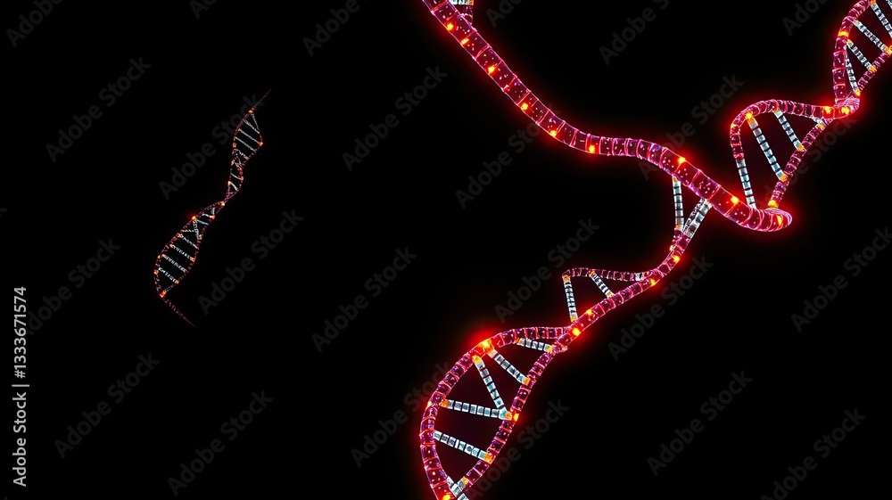 Obraz premium Glowing DNA Helix Genetic Code Science Biology Research