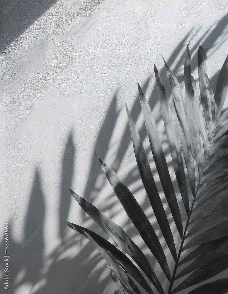 Naklejka premium Minimalist Plant Leaf Shadow on Cement Background