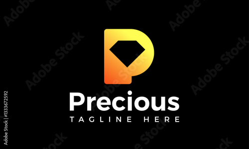 Letter P Precious Logo Design, Luxurious Gold and Diamond Stone Logo, Gems Ornament Modern Jewelry Logo Power Gems Logo Vector Icon Symbol illustrate expensive premium brand exclusive business company