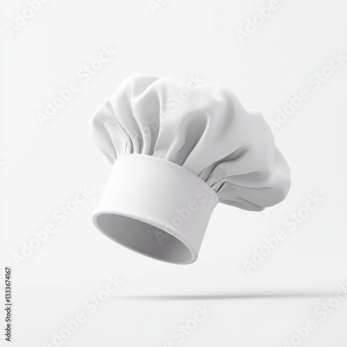 Chef’s Hat Icon in 3D Style, Floating on White Background.