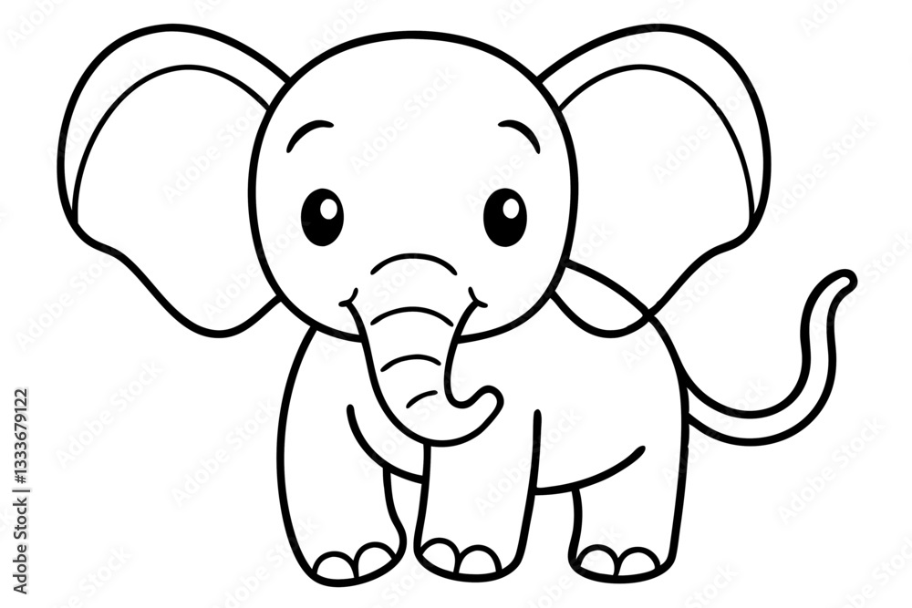 elephant cartoon coloring page,line art elephant silhouette vector, elephant outline art symbol icon illustration on white background. elephant cartoon coloring page,line art elephant silhouette vector, elephant outline art symbol icon illustration on white background.