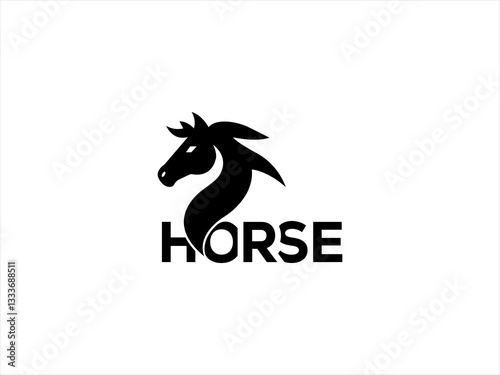 Dynamic black silhouette of a running horse logo.