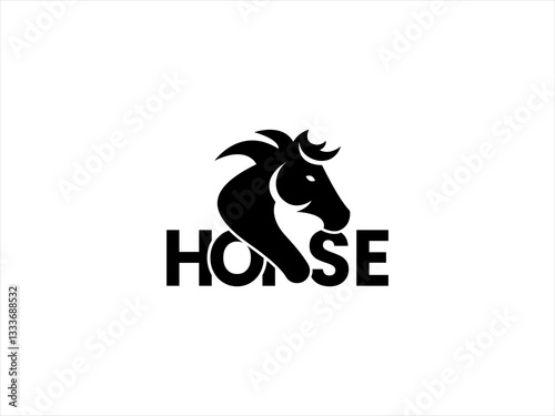 Dynamic black silhouette of a running horse logo.