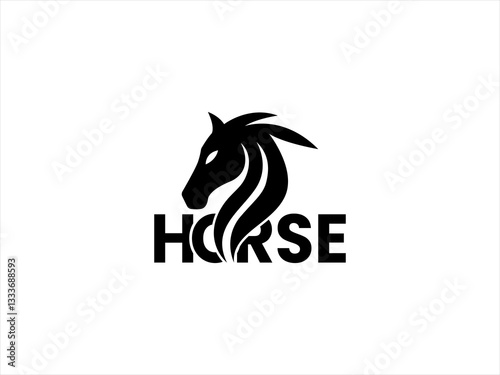Dynamic black silhouette of a running horse logo.