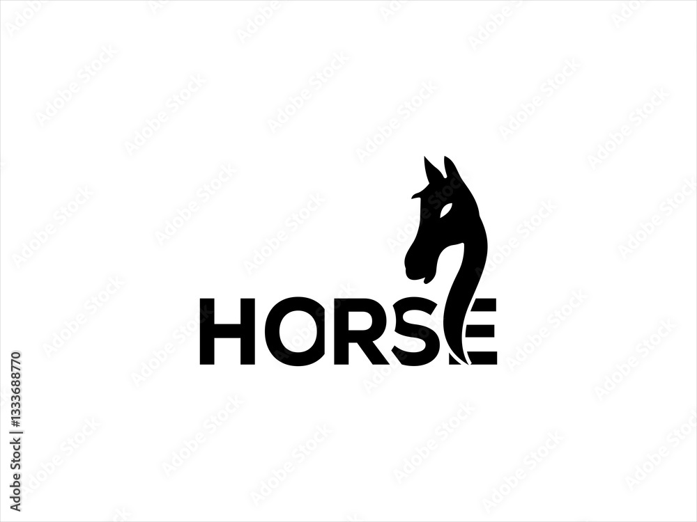 Dynamic black silhouette of a running horse logo. Dynamic black silhouette of a running horse logo.