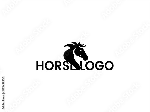 Dynamic black silhouette of a running horse logo.