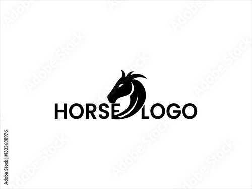 Dynamic black silhouette of a running horse logo.