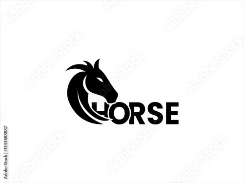 Dynamic black silhouette of a running horse logo.