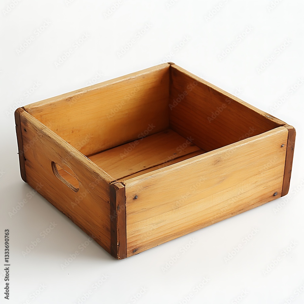 Rustic Wooden Storage Box, Empty Container, Simple Design Rustic Wooden Storage Box, Empty Container, Simple Design