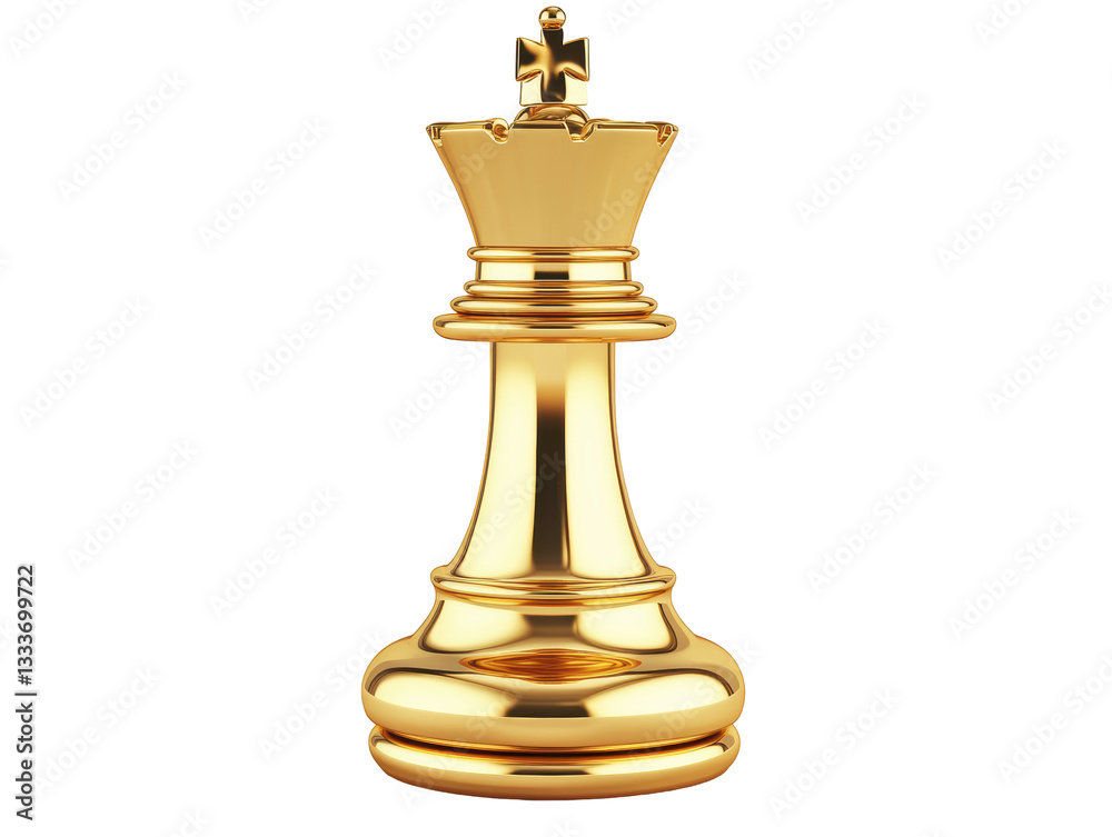 Isolated Intricate Golden Chess King Piece Isolated Intricate Golden Chess King Piece