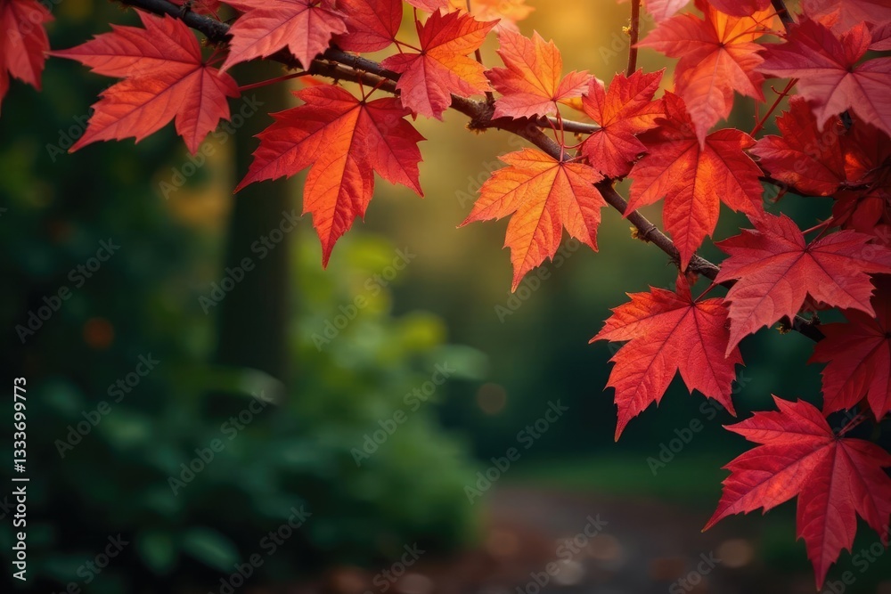Red hues of autumn leaves blend with green vines, fall, vine Red hues of autumn leaves blend with green vines, fall, vine