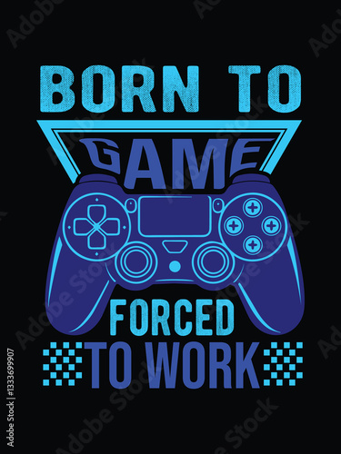 **Game T-Shirt Design Vector** – High-quality vector file featuring a vibrant gaming-themed graphic, perfect for gamers and esports fans. Includes controllers, pixel art, futuristic elements, and bold