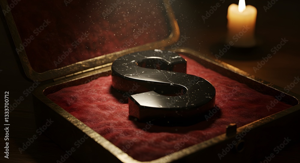 Fototapeta premium Letter 's' Inside Velvet Lined Box Lit by Candlelight