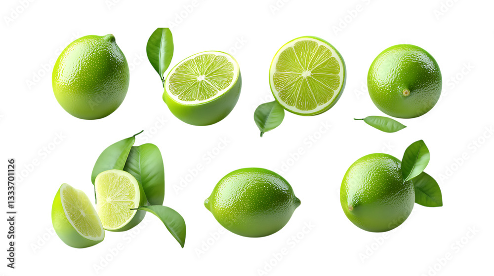 Pack Lime Fruit Set on Transparent Background for Food Art, Recipe Illustrations, and Fresh Produce Designs Pack Lime Fruit Set on Transparent Background for Food Art, Recipe Illustrations, and Fresh Produce Designs