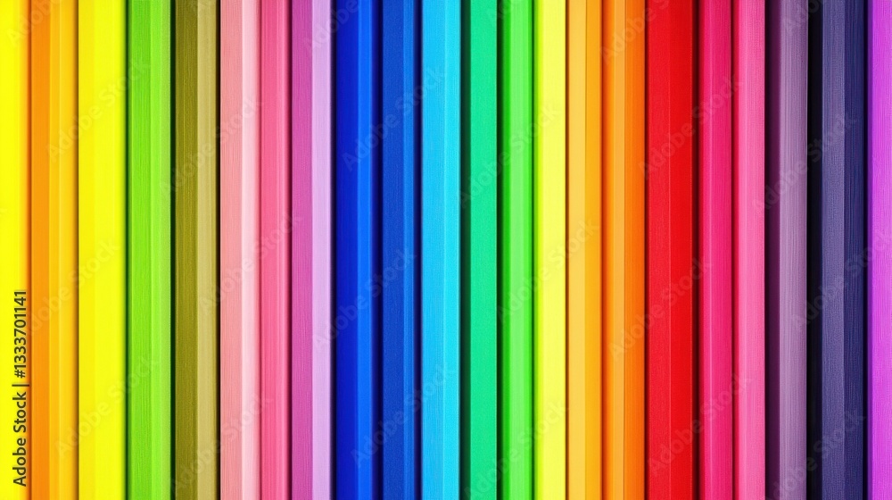 Colorful Vertical Stripes of Pencils in Rainbow Spectrum Arrangement