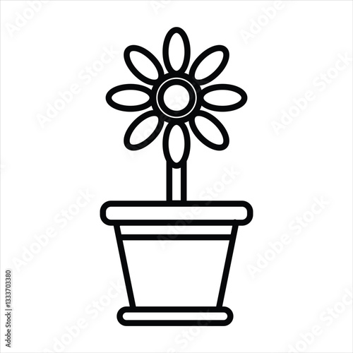 Blooming plant with pot. Flowerpot outline icon. incredible flower icon. Flowerpot, gardening, plant vector illustration.