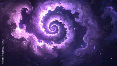 Swirling cosmic galaxy with vibrant purple and blue hues, depicting the beauty of space